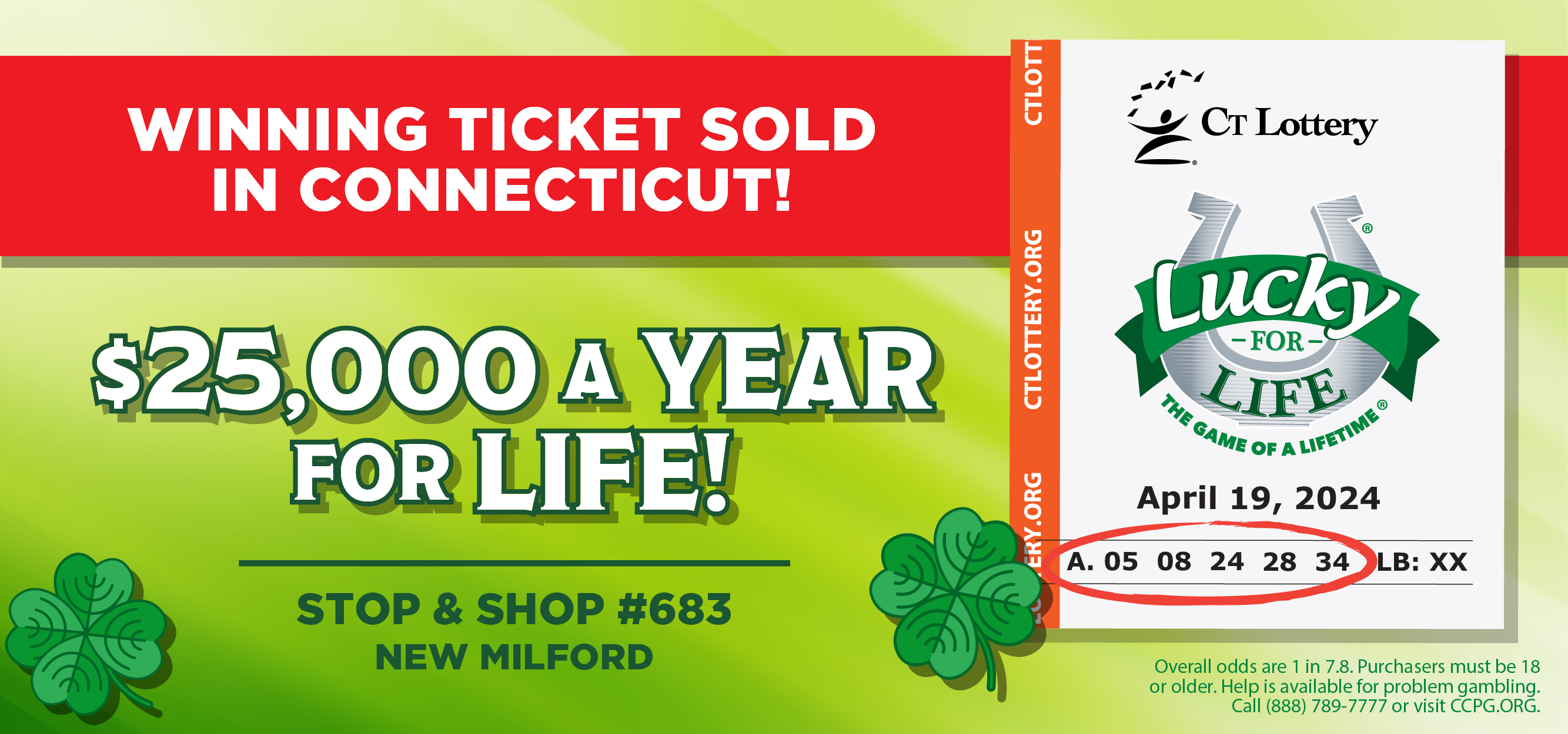 Lucky for Life Winning Ticket Sold!