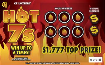 HOT 7S scratch-off ticket