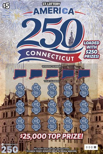 AMERICA 250 CONNECTICUT scratch-off ticket