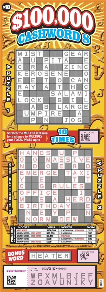 $100,000 CASHWORD 8 rollover image