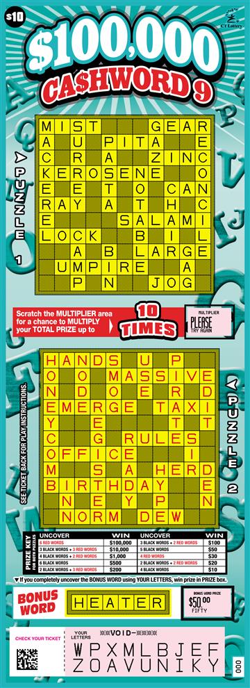 $100,000 CASHWORD 9 rollover image