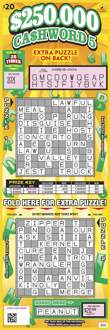 $250,000 CASHWORD 5 rollover image