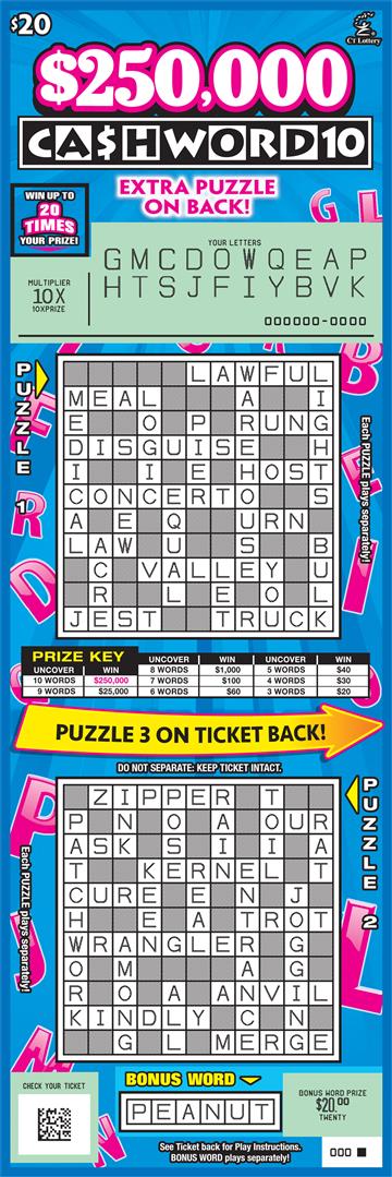 $250,000 CASHWORD 10 rollover image