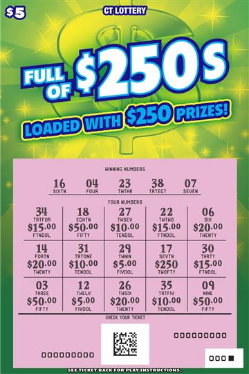 Full of $250s scratch game from Connecticut Lottery