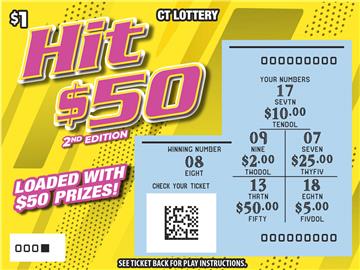Hit $50 2nd Edition scratch game from Connecticut Lottery