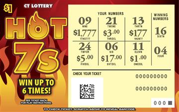 Hot 7s scratch game from Connecticut Lottery